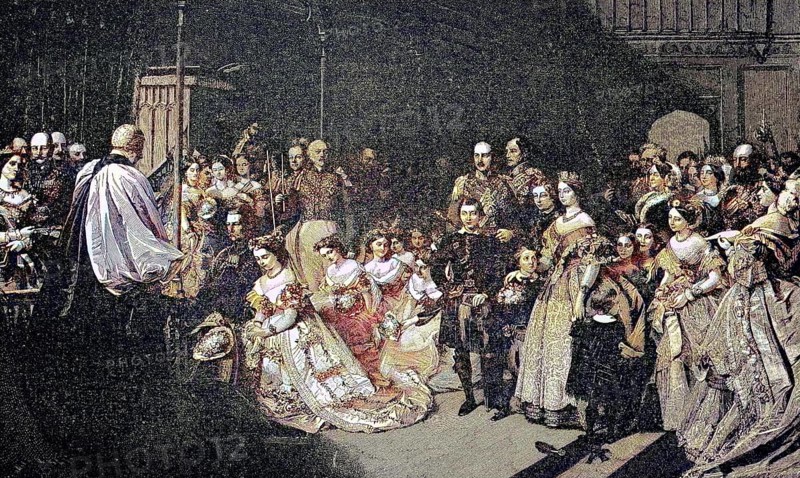 The Wedding of Prince William of Prussia to Princess Victoria of England in the Chapel of St. Jamess Palace in London on 25 January 1858, England