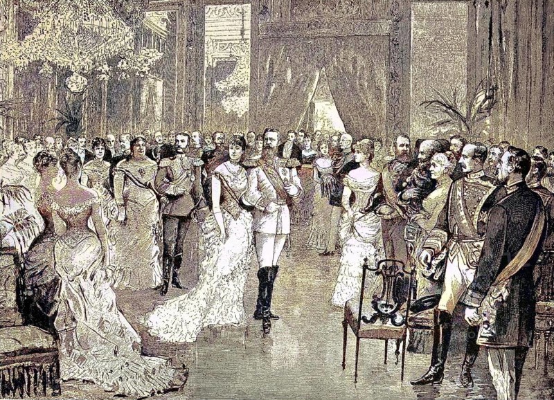 Crown Prince Frederick William at the Royal Court in Madrid in November 1884, Spain