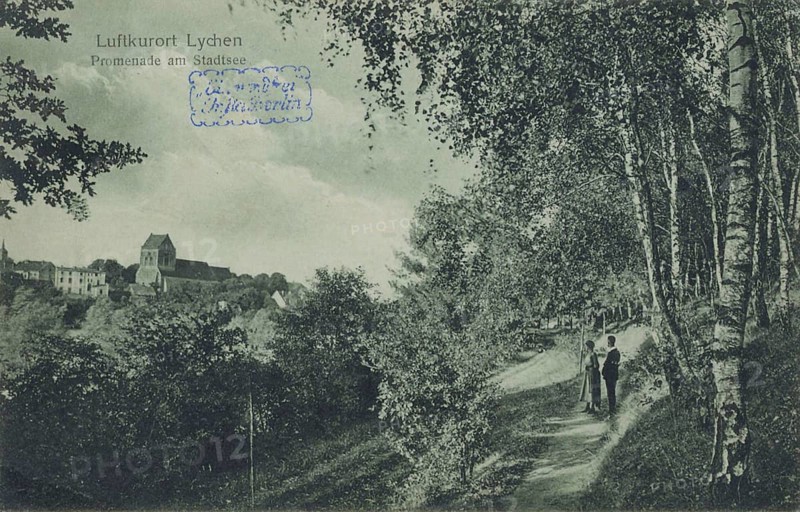 Promenade at the town lake in the climatic health resort Lychen, district Uckermark in the north of Brandenburg
