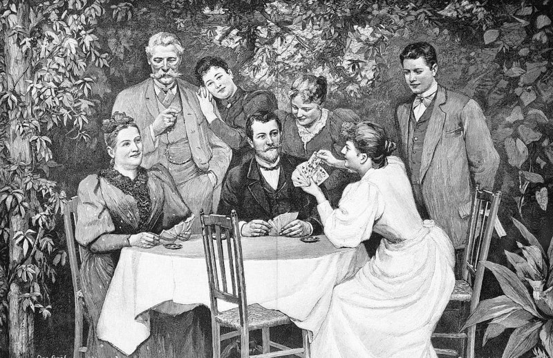 Fine Society Playing Skat in the Arbour on Sunday Afternoon,1890