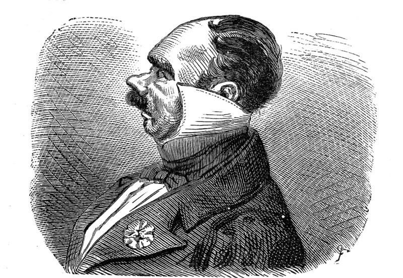 Patricide. a stiff, high stand-up collar open at the front of a gentleman's dress shirt