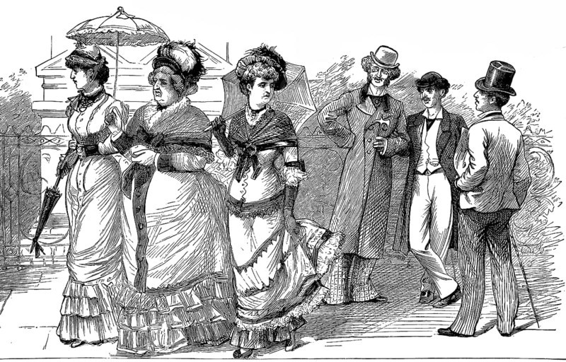 Elegant ladies and gentlemen of high society on a Sunday afternoon stroll, here in Galatz