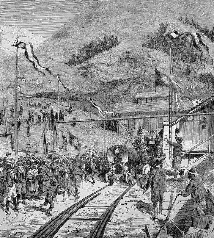 The Gotthard Tunnel, Celebrating the Arrival of the First Train at Airolo