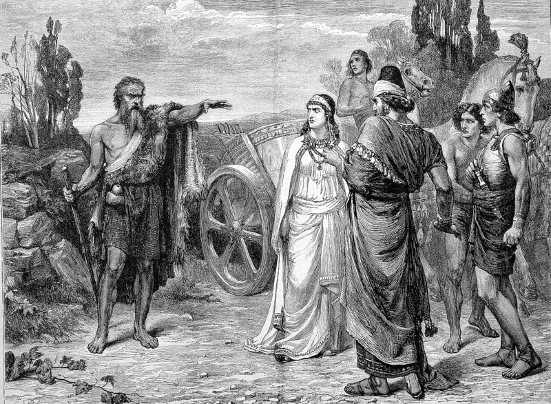 Ahab, c. 871 to 852 B. C. King of the Northern Kingdom of Israel. Ahab with his woman Jezebel