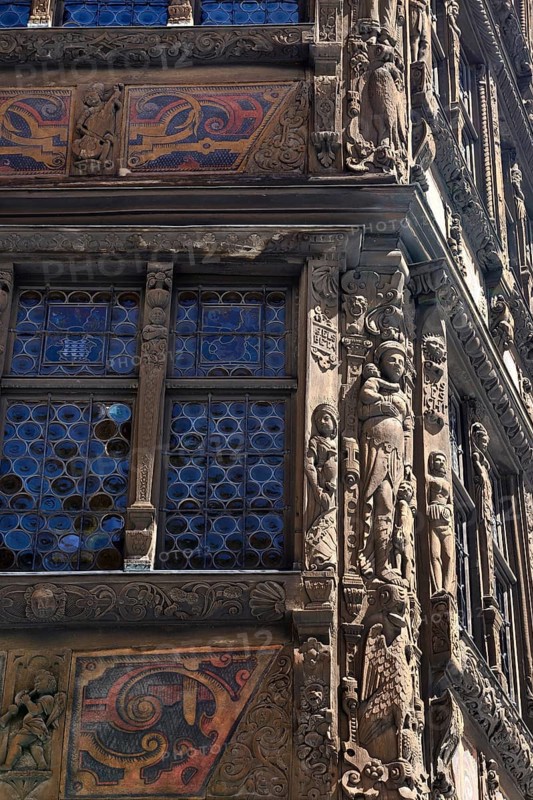 Carving on the Kammerzell House, half-timbered house at the Minster