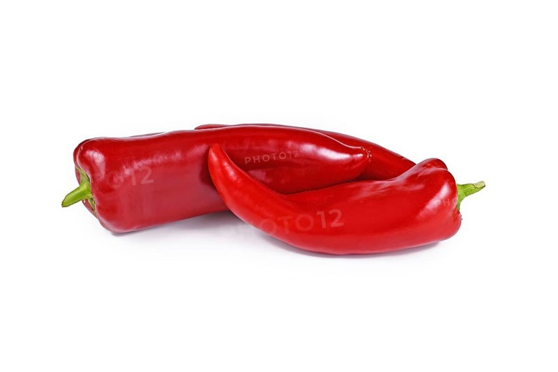 red pointed pepper, vegetables on white background