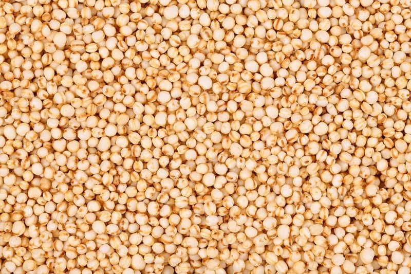 Top view of puffed Quinoa grains,