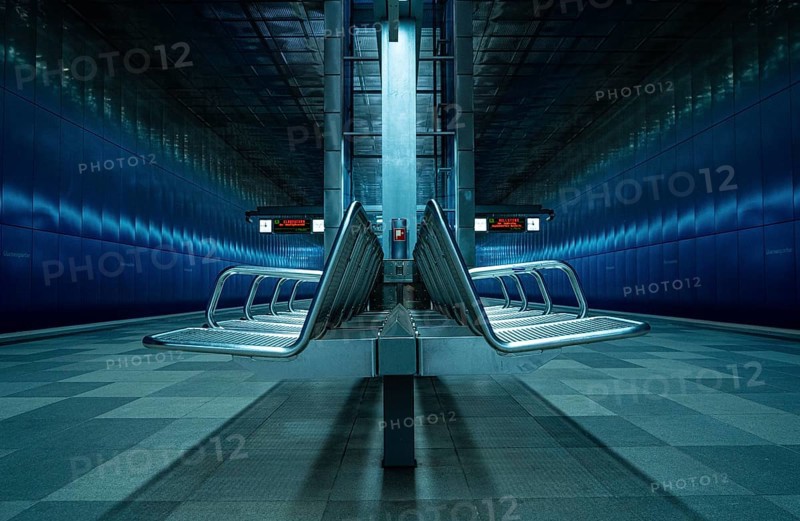 Ueberseequartier underground station by night, Hamburg