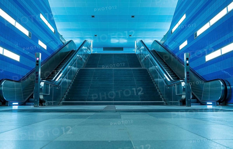 Ueberseequartier underground station by night, Hamburg