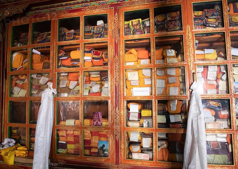 Cabinet with Buddhist prayer texts, Likir Monastery or Likir Gompa
