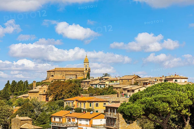 View of Montalcino, in the back the church Madonna di Soccorso