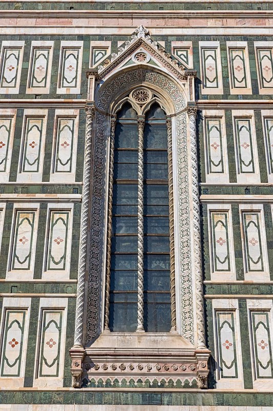 Coloured marble facade at Florence Cathedral, Florence