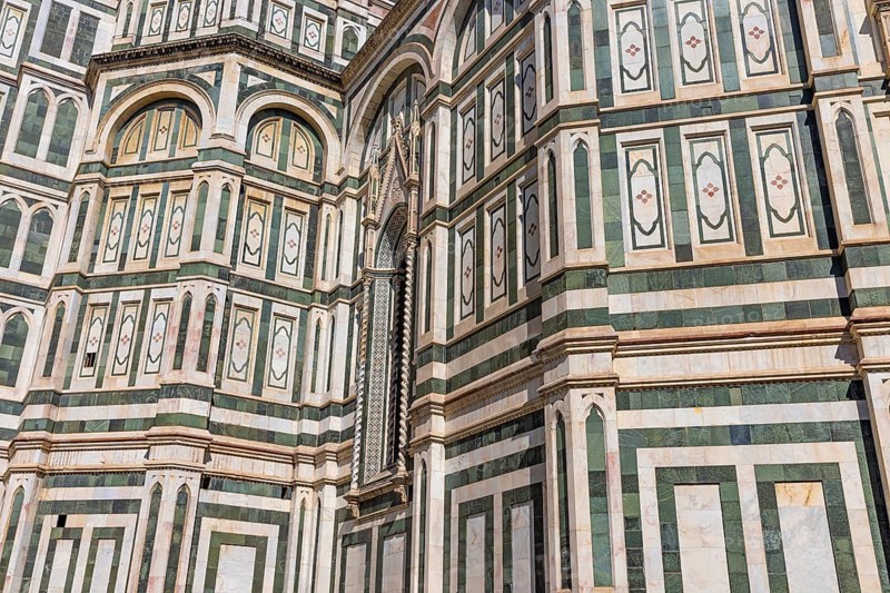 Coloured marble facade at Florence Cathedral, Florence