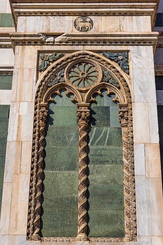 Coloured marble facade at Florence Cathedral, Florence