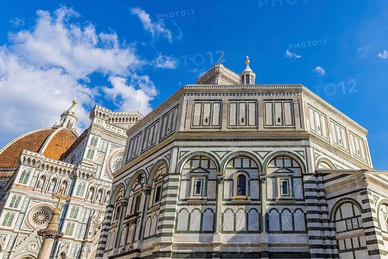 Coloured marble facade at Florence Cathedral, Florence