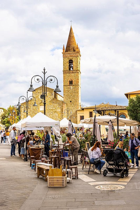 Stalls at the antique market in the old town of Arezzo, Arezzo
