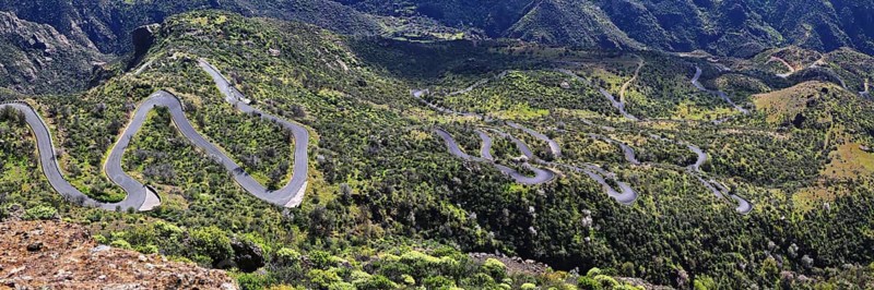 The path to Roque Bentayga on the island of Gran Canaria. Tejeda, Las Palmas