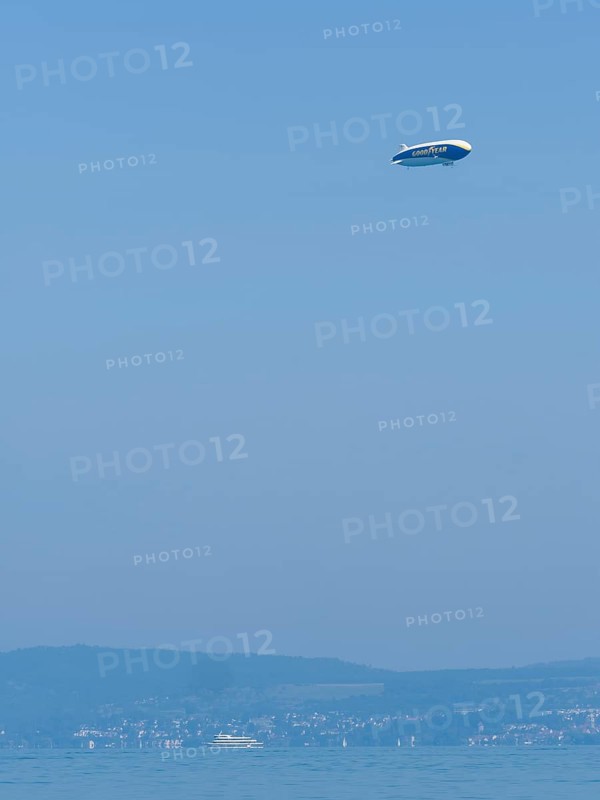 Zeppelin in the sky over Meersburg, Lake Constance
