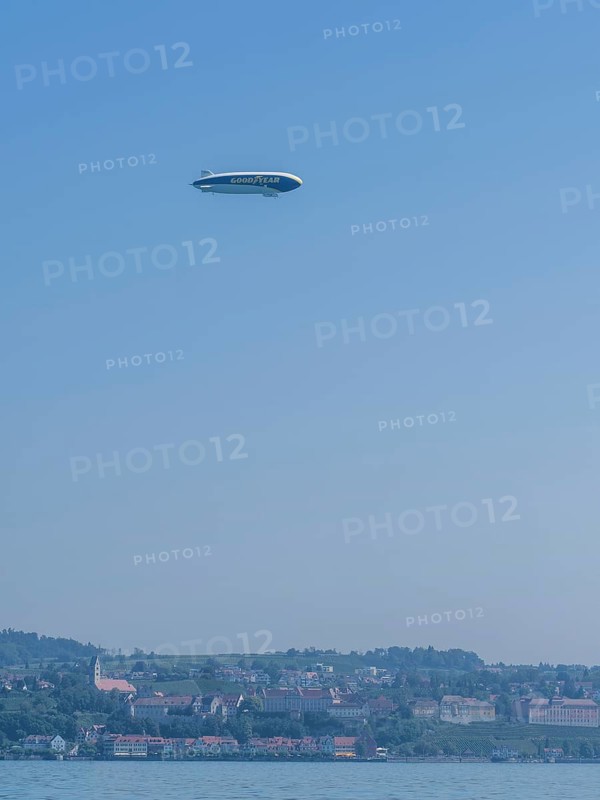 Zeppelin in the sky over Meersburg, Lake Constance