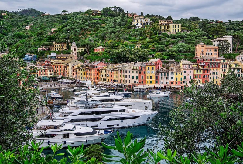 Yachts in the harbour bay, Portofino