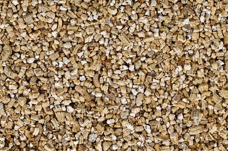 Close up of exfoliated vermiculite, a hydrous mineral used as soilless growing medium for plants