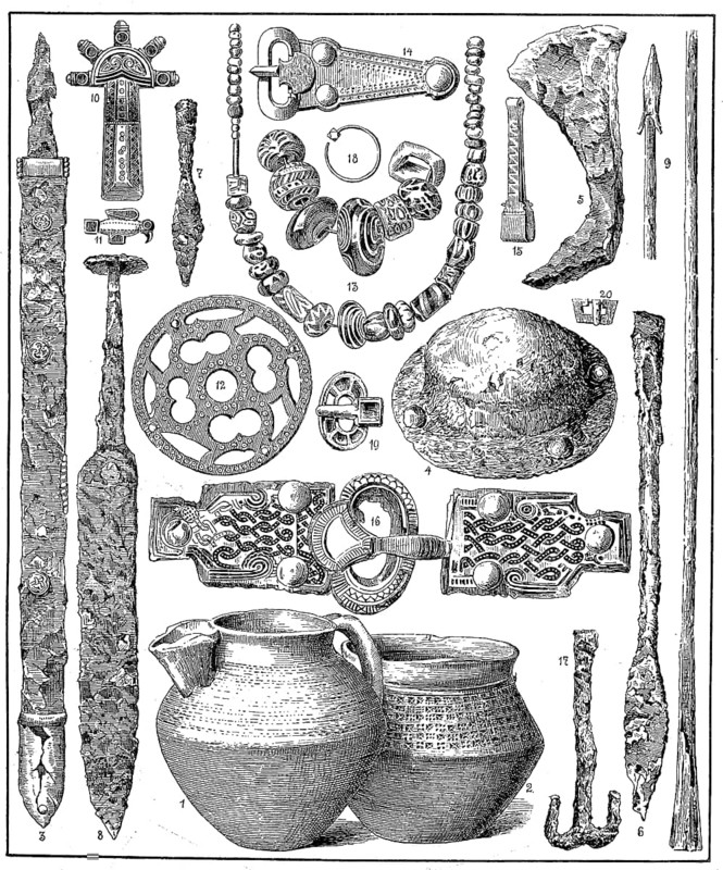 Weapons, jewellery and equipment from the Frankish-Alemannic period