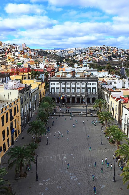 Plaza Santa Ana and Mirador Casas de colores in Las Palmas de Gran Canaria. Las Palmas, Gran Canaria