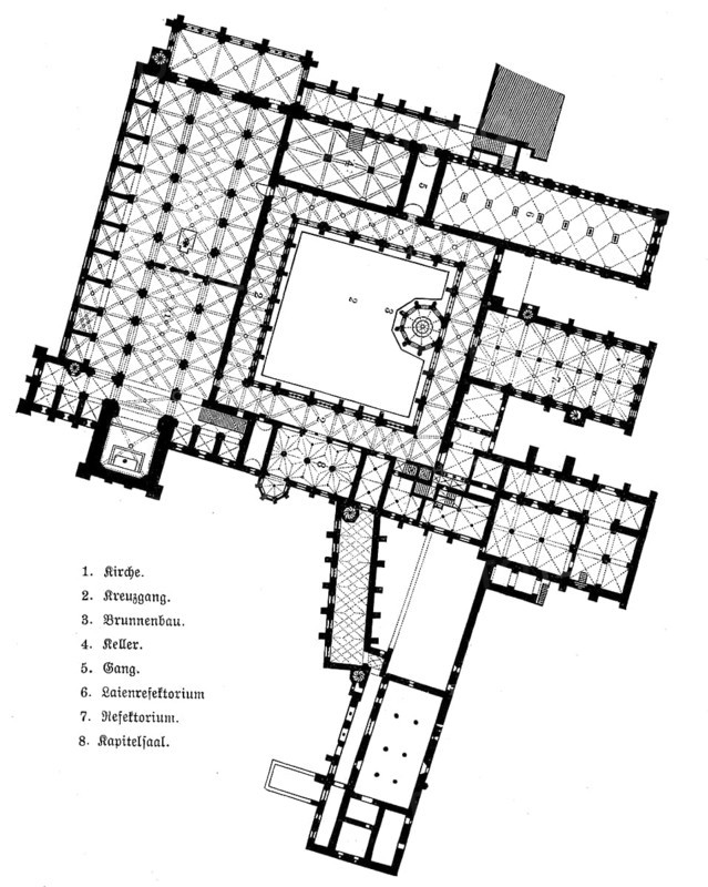 Floor plan of the monastery church of the Cistercian Abbey of Maulbronn, Germany