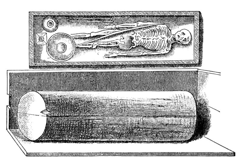 Old Germanic burial, tree coffin from the early medieval cemetery of Oberflacht