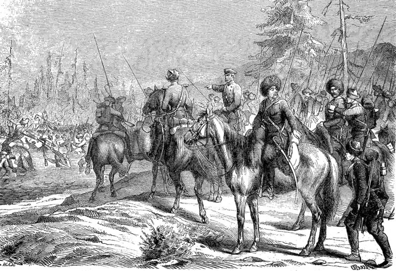 Soldiers crossing the Abyuka, Caucasus