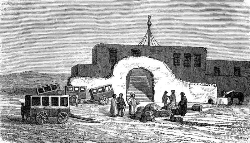 Post station in the desert between Cairo and Suez, Egypt