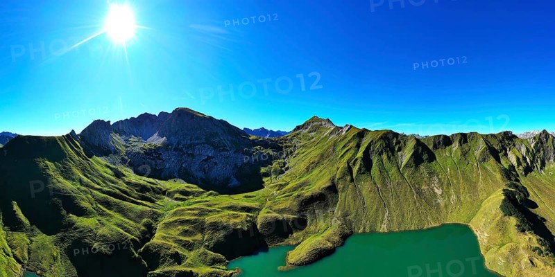 The Schrecksee is a small high-mountain lake with an impressive panorama. Hinterstein, Allgaeu Alps