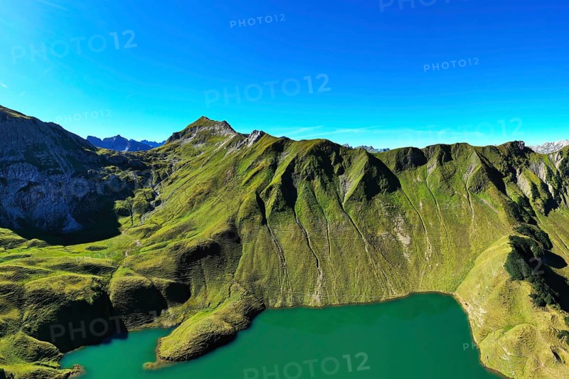 The Schrecksee is a small high-mountain lake with an impressive panorama. Hinterstein, Allgaeu Alps