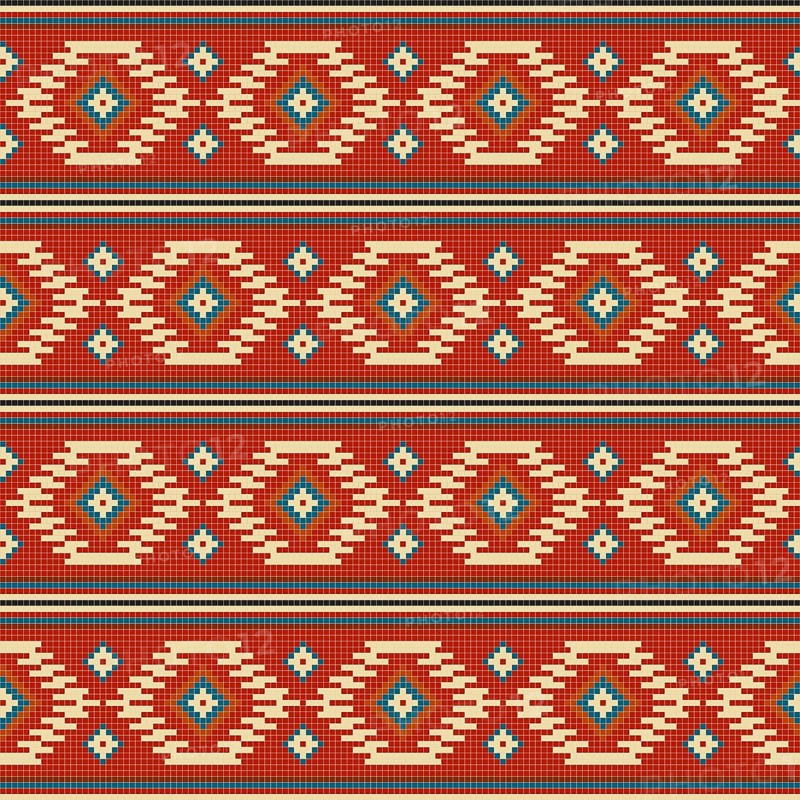 Ethnic American Indian embroidery inspired seamless pattern design. Vector background,