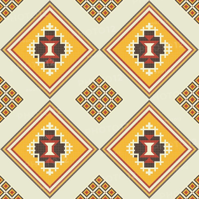 Ethnic American Indian embroidery inspired seamless pattern design. Vector background,
