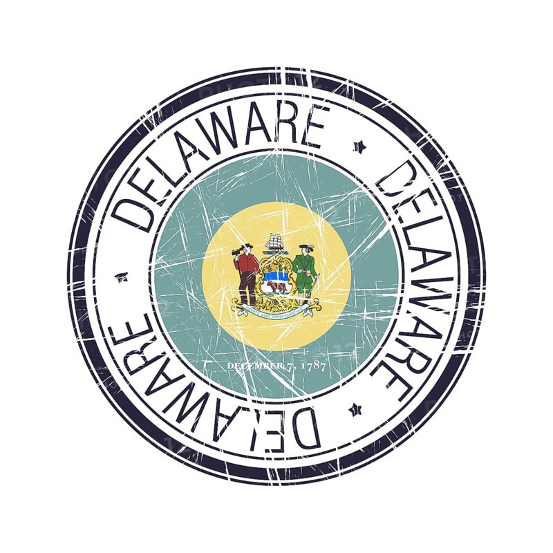 Great state of Delaware postal rubber stamp, vector object over white background
