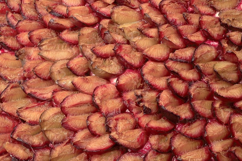 Plums on a plum cake,