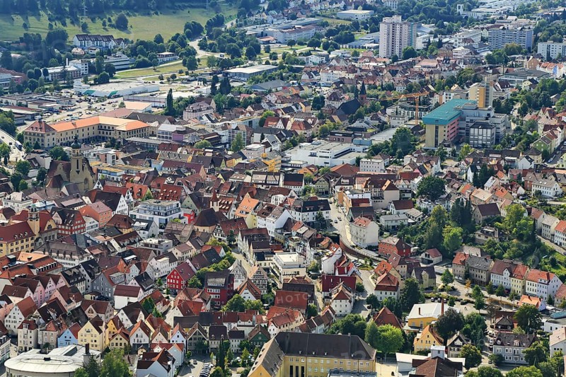 Aerial view of the centre of Albstadt, Zollernalbkreis