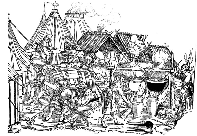 The camp life of the Landsknecht, foot soldier in the 15th century