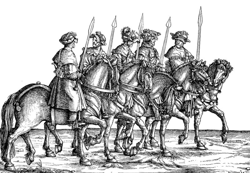 Wild boar hunters, group of Maximilian I on the hunt