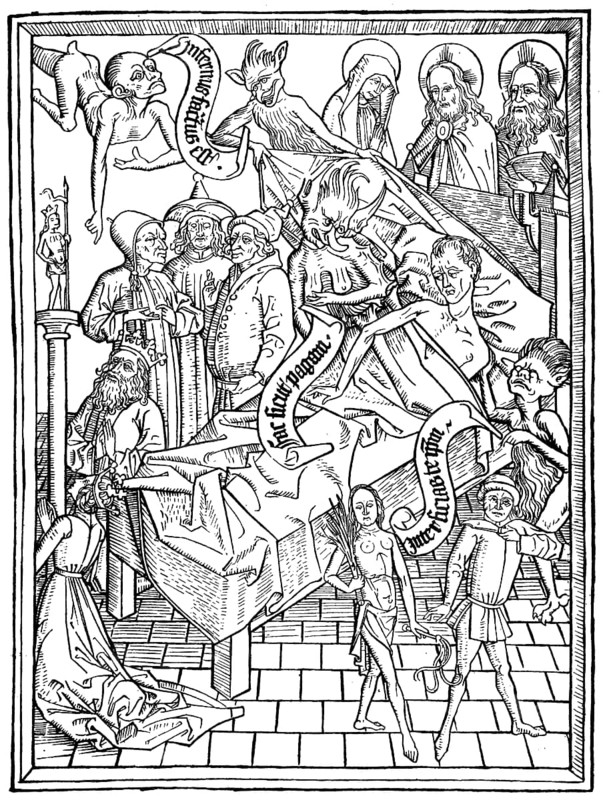 Facsimile of the third and fourth pages of the first printed Latin edition of the Bible of the Poor, Biblia Pauperum