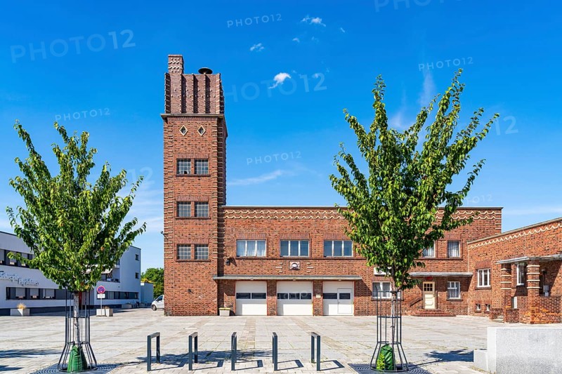 Historic fire station with clinker brick architecture, Welzow