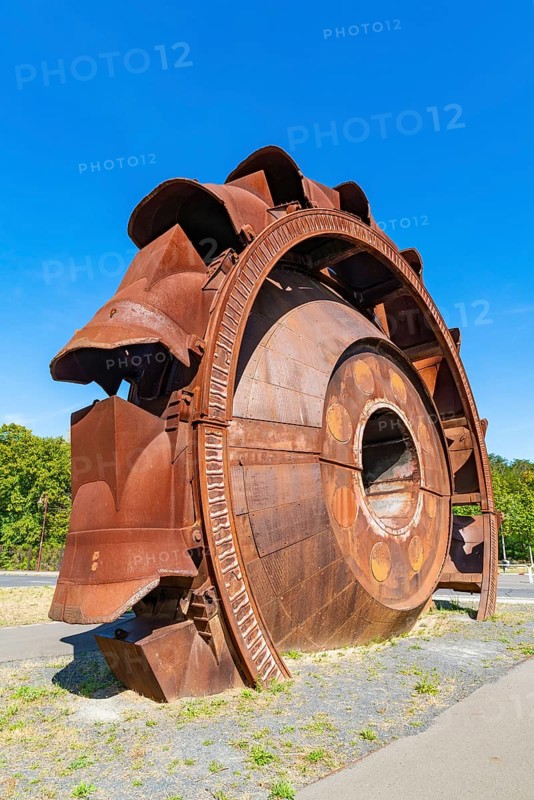 Monument with bucket wheel from opencast lignite mining, Welzow