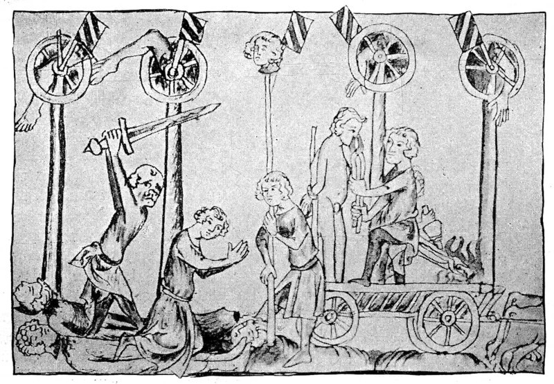 Execution of a man who committed high treason, it was Tebaldo de Brusati