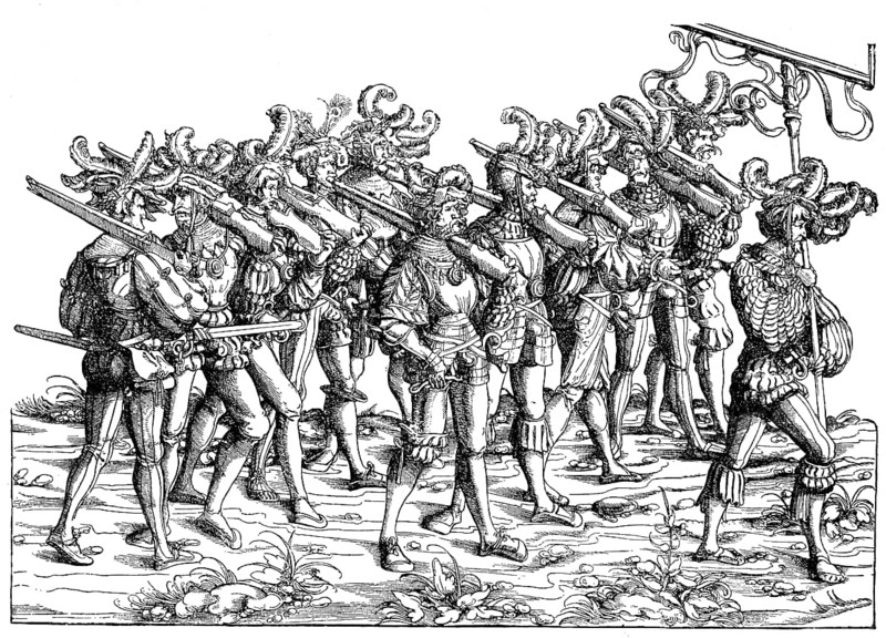 Landsknechte, Fusssoldaten mit Gewehren