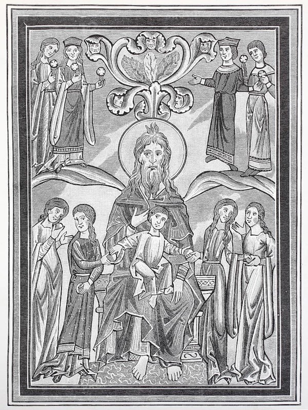 Miniature in the psaltery of Landgrave Hermann of Thuringia depicting the biblical promise to the righteous, Psalm 92