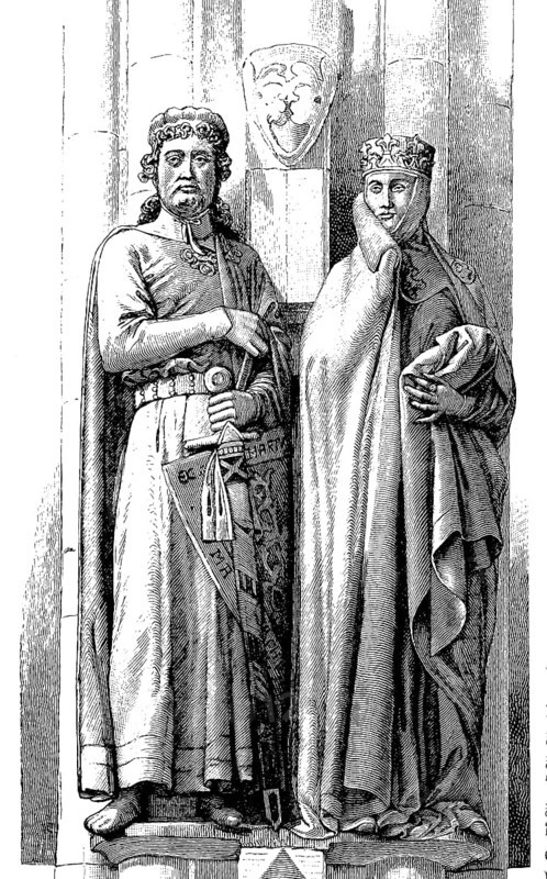The traditional costume of the princes in the second half of the 13th century, statues of a Thuringian princely couple in Naumburg Cathedral