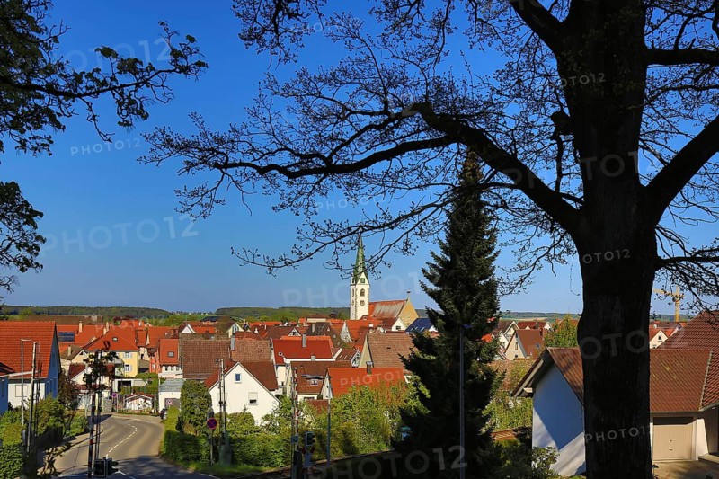 Townscape of Bad Saulgau with St. John's Church. Sigmaringen, Tuebingen