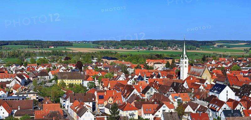 Townscape of Bad Saulgau with St. John's Church. Sigmaringen, Tuebingen