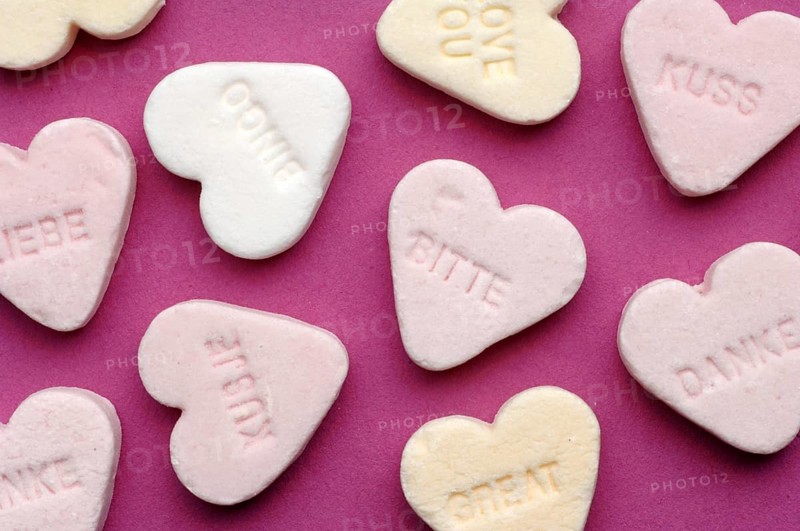 Peppermint heart with the inscription thank you, love etc